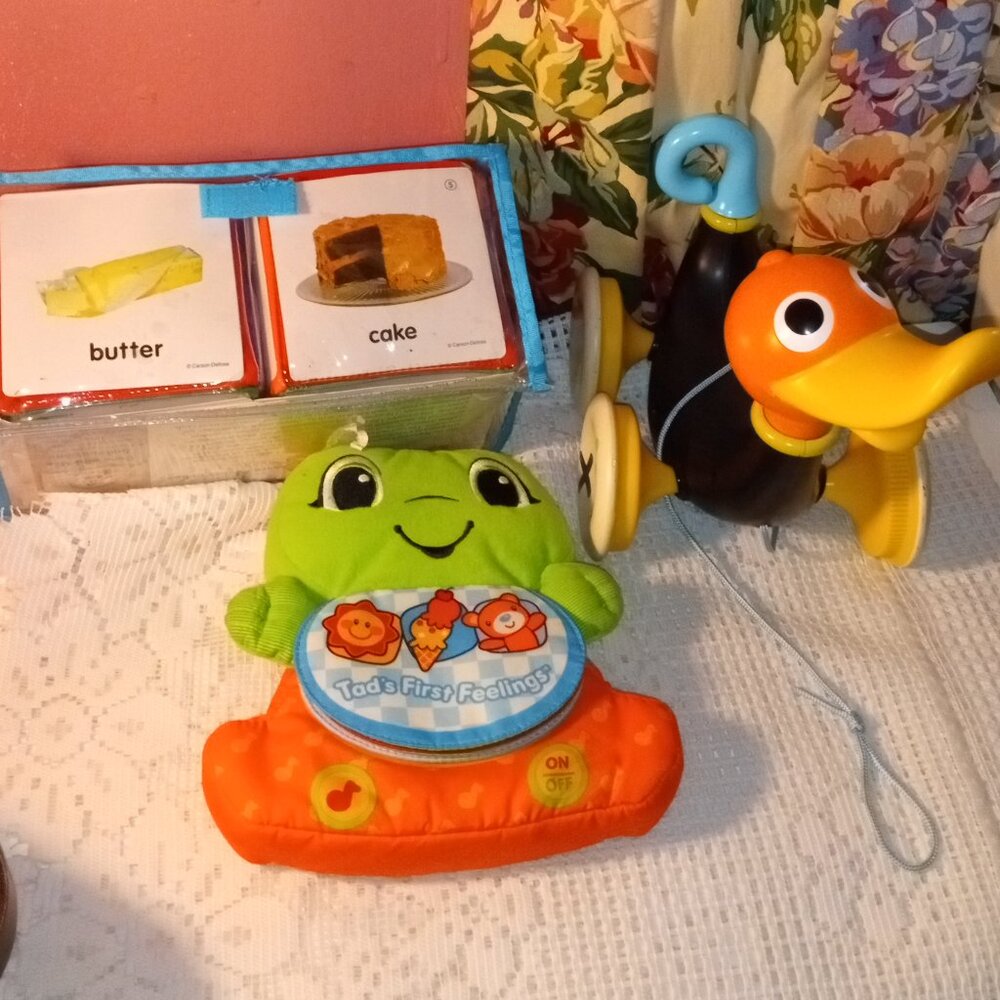 BABY'S COLORFUL LEARNING EDUCATIONAL TOYS WITH PULL ALONG QUACKING COLORFUL DUCK